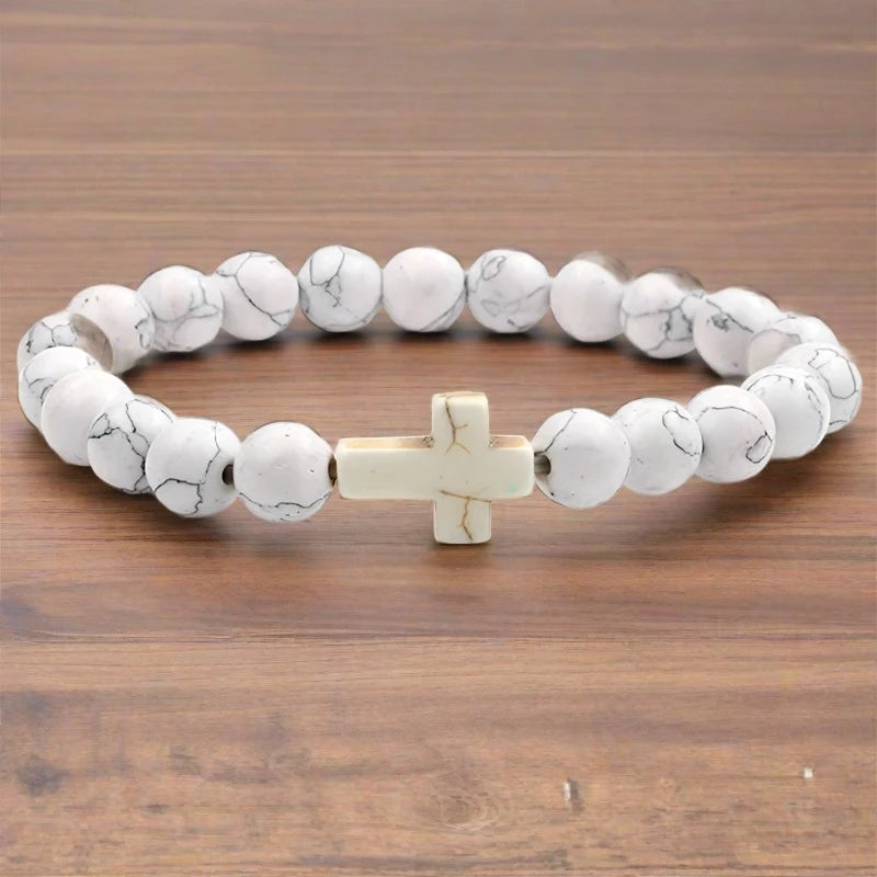 WHITE CROSS BRACELET