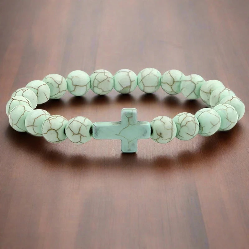 LIGHT GREEN CROSS BRACELET