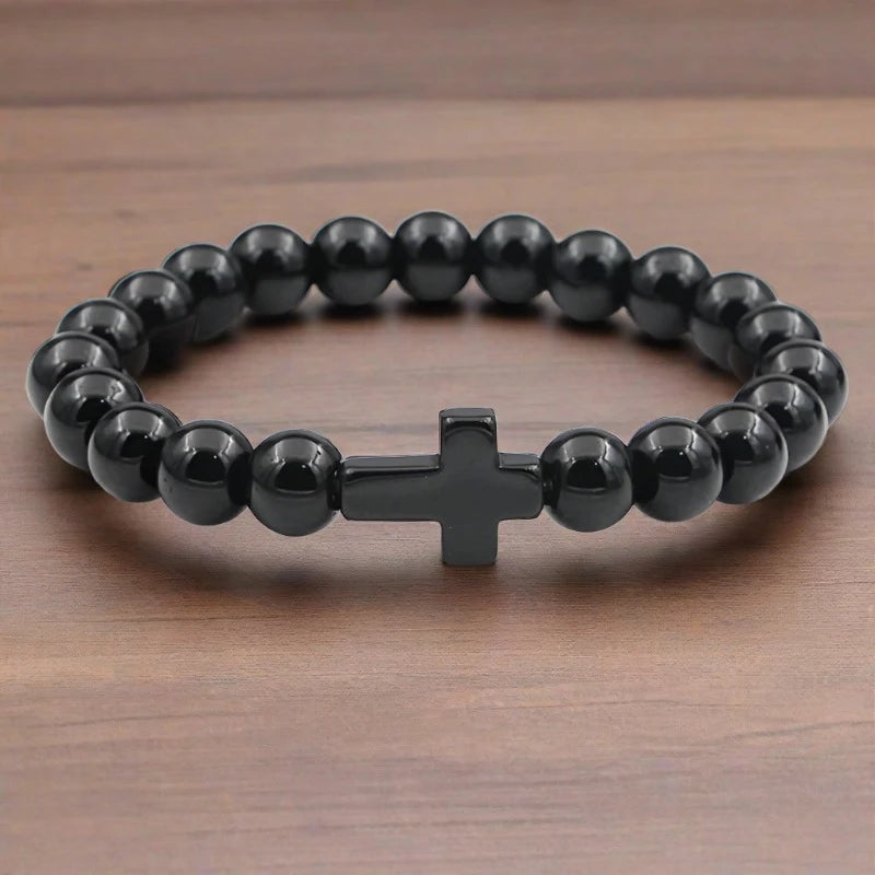 BLACK CROSS BRACELET