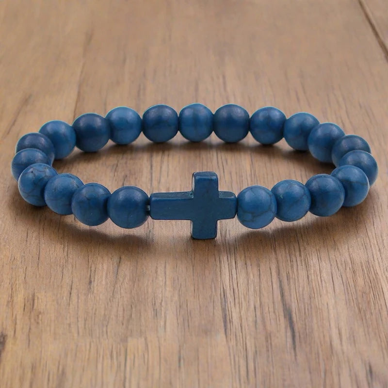 BLUE CROSS BRACELET